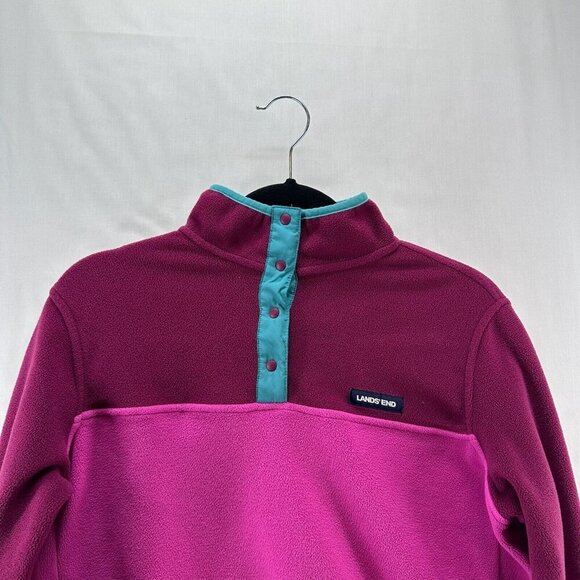 Lands' End Sweatshirt Womens XS 2-4 Heritage Fleece Snap Neck Pullover Purple - Picture 3 of 11